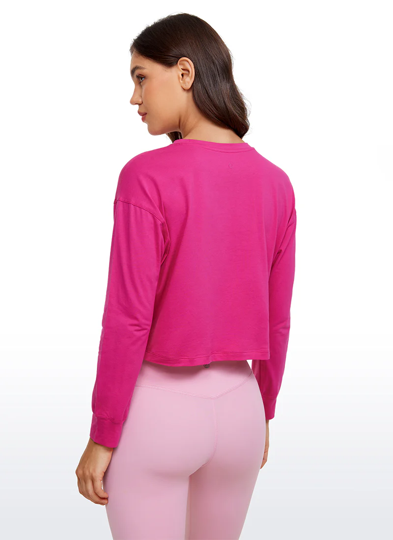Pima Cotton Cropped Loose Fit Long Sleeve - Image 26
