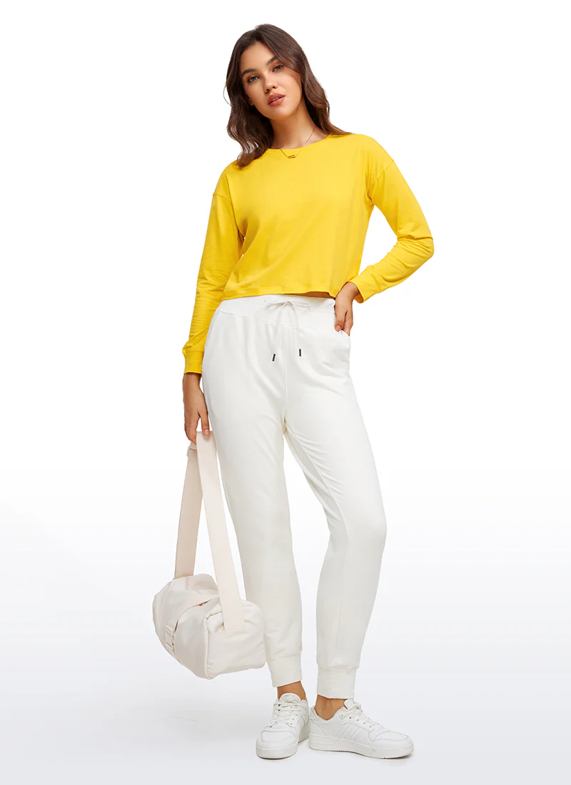 Pima Cotton Cropped Loose Fit Long Sleeve - Image 30