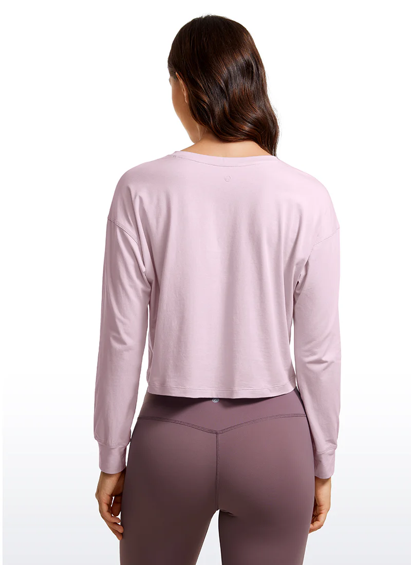 Pima Cotton Cropped Loose Fit Long Sleeve - Image 41