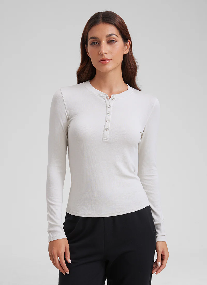 Ribbed Modal Henley Long Sleeve - Image 24