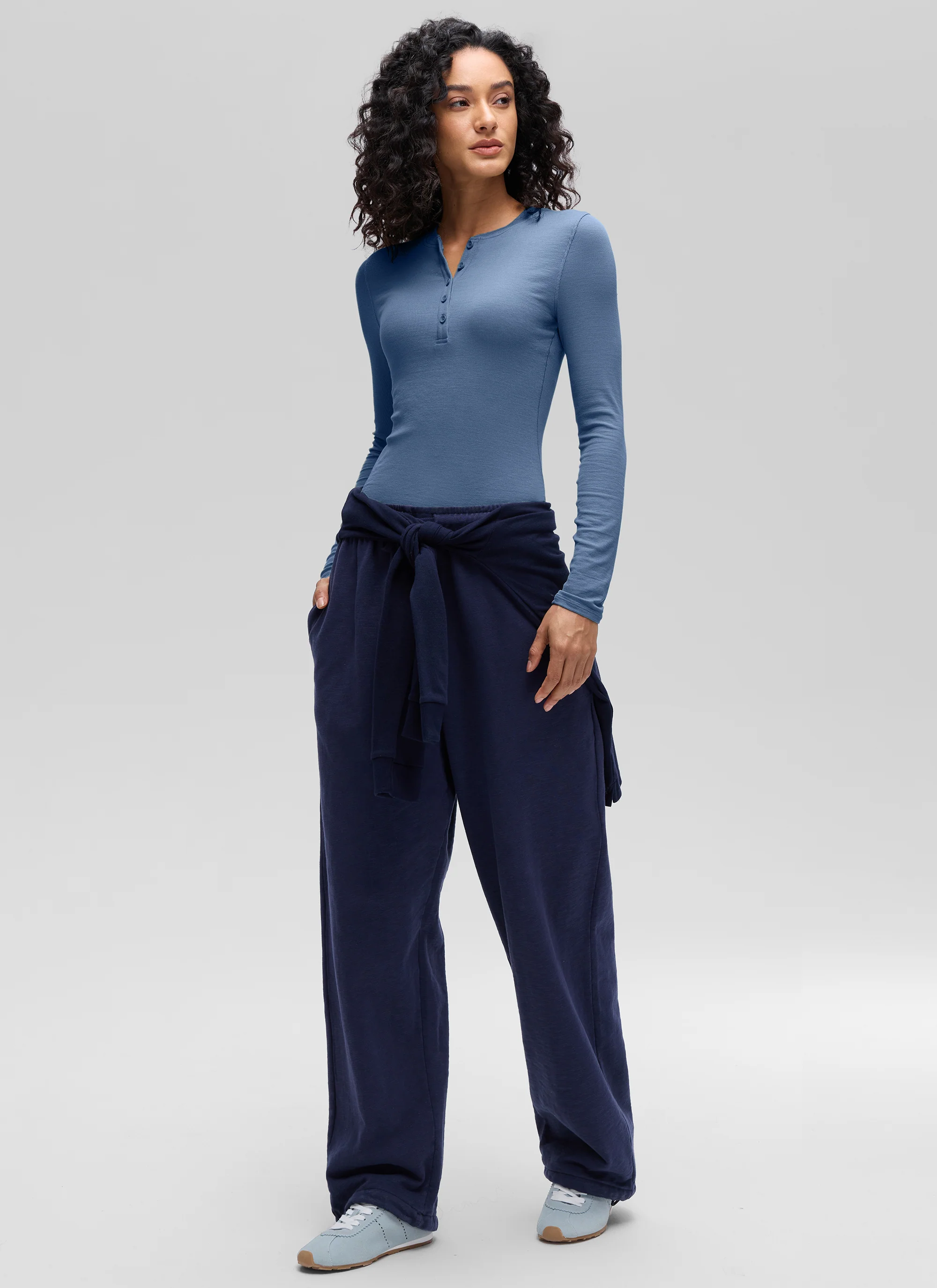 Ribbed Modal Henley Long Sleeve - Image 41